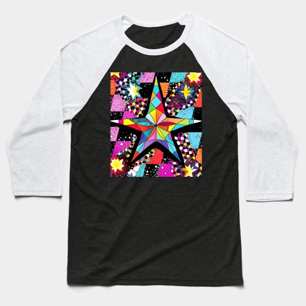 Psychedelic Star Baseball T-Shirt by Thoru.Art